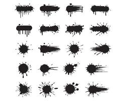 Grunge Ink Splatter Collection ripping Paint Blobs, Stains, Smudges, and Brush Marks vector