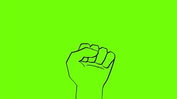 2d Animation cartoon character drawing of a human hand open and close on white, black and green screen in 4k ultra-high-definition. video