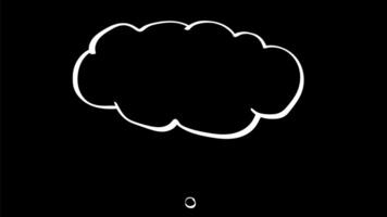 2d Animation cartoon character drawing of a thought bubbler or cloud floating on air on white, black and green screen in 4k ultra-high-definition. video