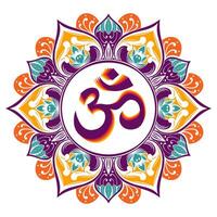 Spiritual Om Symbol Hindu Buddhist Mandala, Chakra, and Meditation Design Elements from India vector