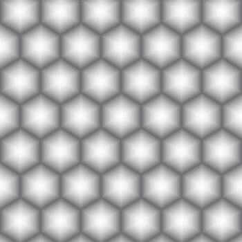 sin costura hexagonal geométrico modelo con brillante centro, creando un 3d espejismo. resumen escala de grises antecedentes para digital, moderno, o futurista diseño. vector