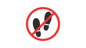 Shoe prints sign in red circle. A sign that says please remove your shoes. walk print. boot print. no shoes allowed. no shoes. A sign that says please remove your shoes. shoe prints silhouette video