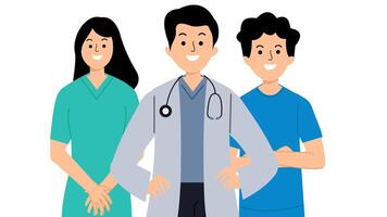 animated cartoon of doctors and nurses. animation of health workers with standing poses. Cartoon healthcare professionals. animated doctors and nurses video