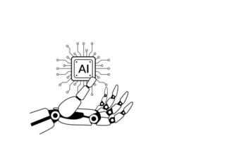robot hand holding artificial intelligence chip. robot hand and machine learning AI. artificial intelligence. technology artificial intelligence. technology futuristic artificial intelligence AI video