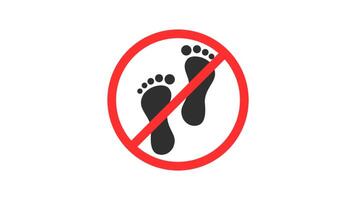 footprints sign in red circle. A sign that says please do not step. footwear prohibited. walk print. footprint sign. no footprints. keep off. do not step video