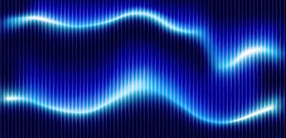 Blurred Gradient Blue Background with Glowing Fractal Glass Effect and Luminous Waves in Horizontal Format. vector