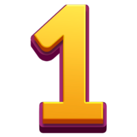 Bold and Realistic 3D Number 1 Digit Design with Soft Shadows on Transparent Background png