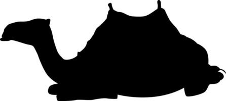 Silhouette of a resting camel with saddle vector