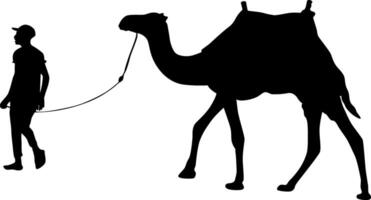Man Leading a Camel Silhouette vector
