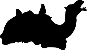 Silhouette of a Camel Resting, Mouth Open, Desert Animal vector