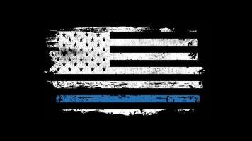 Thin Blue Line American Flag Grunge Motion Design Symbol of Police Support video