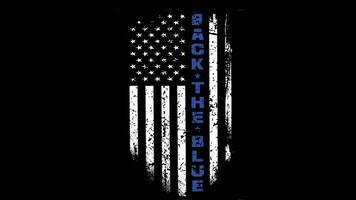 4K Grunge Animation of Thin Blue Line Flag Representing Police Support and Honor video