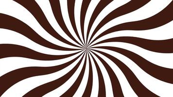 Dark Brown Sunburst Spiral Background Animation, Retro Rotating Striped Motion Loop in 4K video