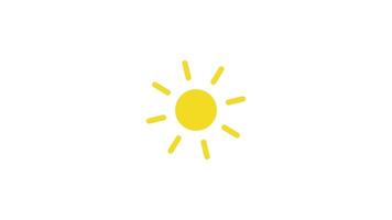 Flat Cartoon Style Rotating Sun with Rays White Background Sunshine Animation 4K video