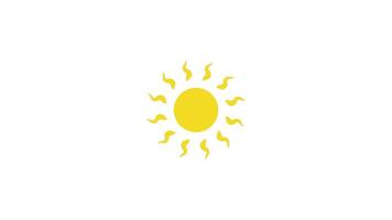 Rotating Sun with Rays Animation 2D Flat Cartoon Sunshine on White Background in 4K video