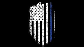 Abstract Grunge Motion Design of Thin Blue Line Flag Honoring Police Support video