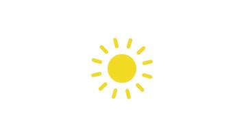 2D Sun Animation with Rotating Rays Flat Cartoon Sunshine on White Background 4K video