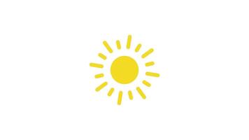 4K Rotating Sun Animation with Rays Flat 2D Cartoon Sunshine on White Backdrop video