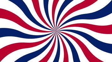 Red, White, blue Sunburst Spiral Background Animation Retro USA Flag Rotating Striped Motion Loop in 4K video