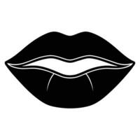 Black lips with white highlights and fangs mouth vector