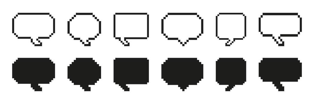 Pixel Communication Bubbles Set Icon. Pixel Art Collection of Mixed Chat Elements for Dialog Systems. Isolated Illustration vector