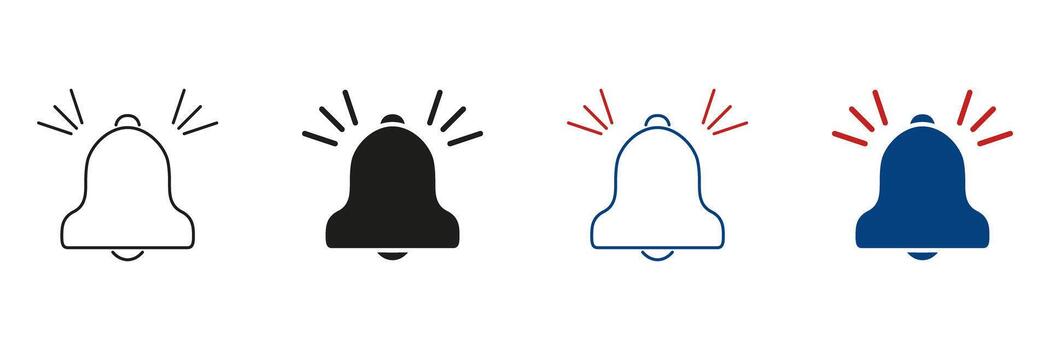 Notification Bell Line And Solid Icon Set. Alert And Reminder Symbol Collection. Alarm And Notification System Design. Isolated Illustration vector