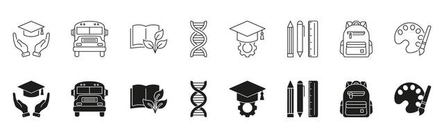 Education And Learning Icon Set. Academic Success, Knowledge Growth, And Creative Development Symbol Collection. School Supplies And Tools For Students. Isolated Illustration vector