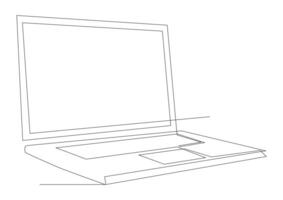 continuous one line drawing of laptop computer. vector