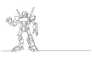 one Line Art Robot Futuristic vector
