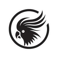 White Background Parrot Logo, Minimalist Design vector