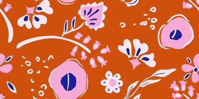 Seamless stylized boho folk floral pattern for fabric and wallpaper vector