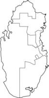 Map of Qatar with Municipalities and Borders vector