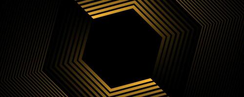 Black and gold hexagonal background design vector