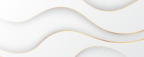 Elegant white and gold wave pattern background vector