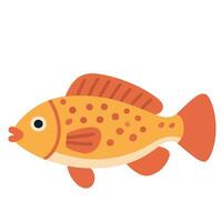 Playful Orange Fish with Dotted Pattern and Red Fins. vector