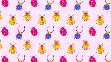 Mexican Alebrije Beetles in Folk Art Style animation Loop Background video
