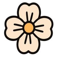 Stylized Dogwood Blossom Illustration with Bold Outlines and Warm Color Palette. vector