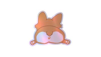 Cute Cartoon Corgi Butt with Heart Shape Design. Alpha channel transparency video