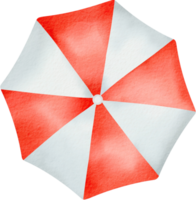 Red beach umbrella watercolor summer element png