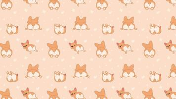 Funny and Cute Corgi Butts. Heart Design Dog Characters animation Loop Background video