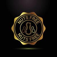Golden Nuts Free Label Design Symbolizing Allergen Awareness and Safe Food Options for Consumers vector