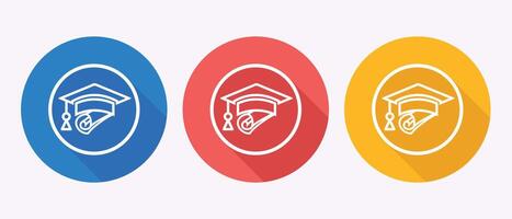 Three graduation cap icons in circles vector