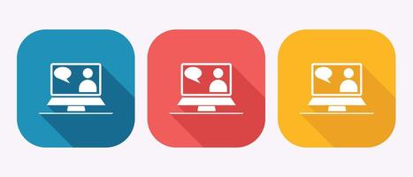 Video chat icons in various colors vector