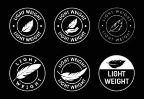 Set of six light weight feather icons and logos for product labeling vector