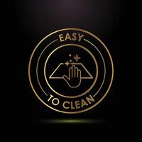 Easy to Clean Icon Golden Symbol for Surfaces and Hand Sanitation vector