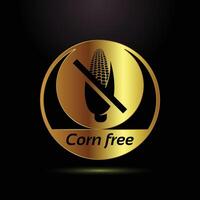 Elegant Corn Free Label Golden Design for Products and Packaging Food Allergy Awareness Symbol vector