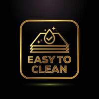 Easy to Clean Icon Symbol in Gold Framed Square Design vector