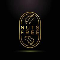 Elegant Gold Nuts Free Label Design Promoting Allergy Awareness for Food Products vector