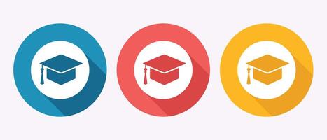 Colorful graduation cap icons vector