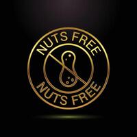 Elegant Gold Nuts Free Label Design A Symbol Of Food Safety And Awareness vector